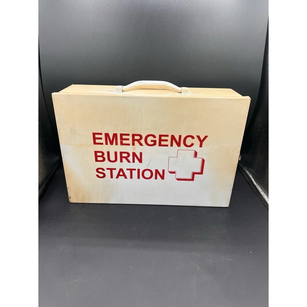 Vintage Emergency Burn Station First Aid Steel Box Only Empty No Supplies